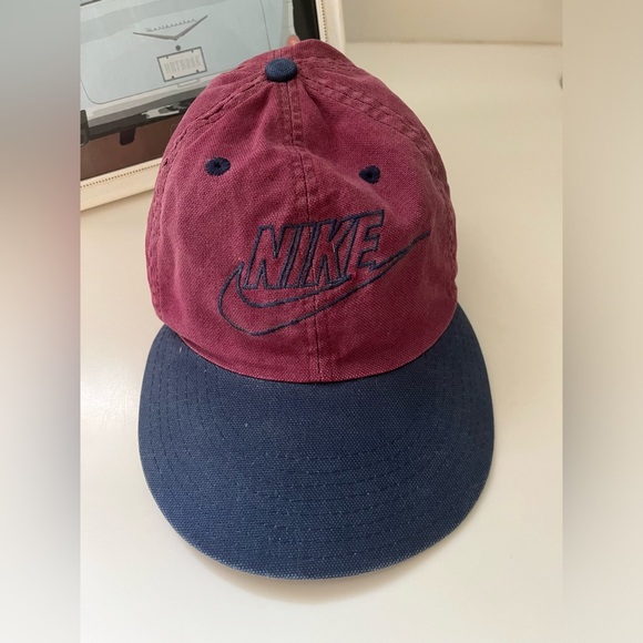 nike men’s vintage 90’s logo baseball hats yellow and maroon LOT OF 2 - Picture 2 of 5